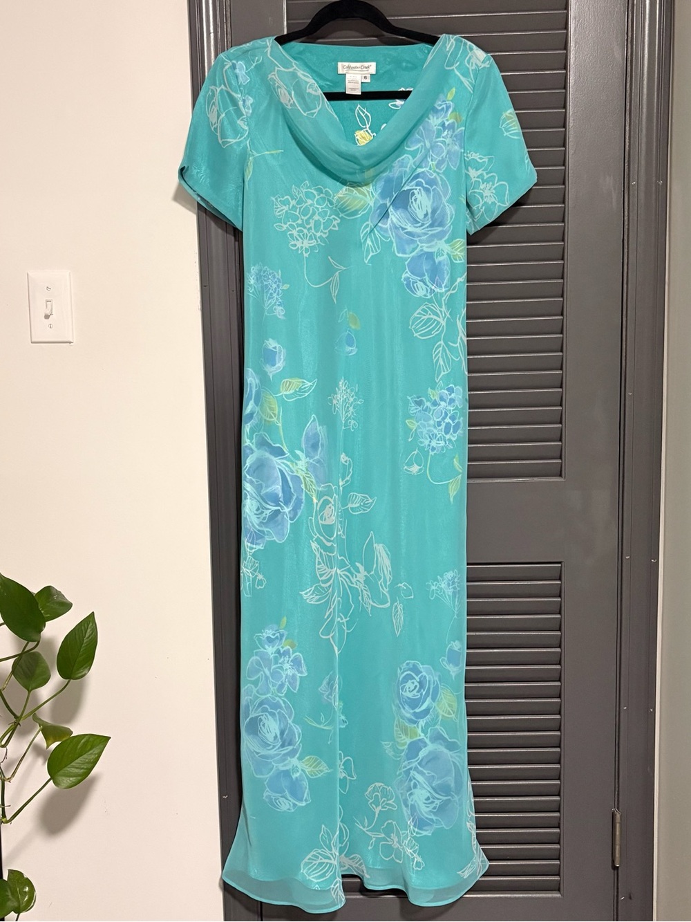 Vintage Y2K Coldwater Creek Teal Satin Dress